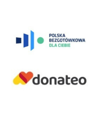 dwa logotypy: firmy Donateo oraz Polski Bezgotówkowej Dla Ciebie