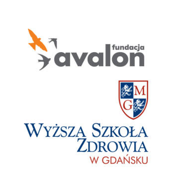 Logotypy Fundacji Avalon i Wyższej Szkoły Zdrowia w Gdańsku
