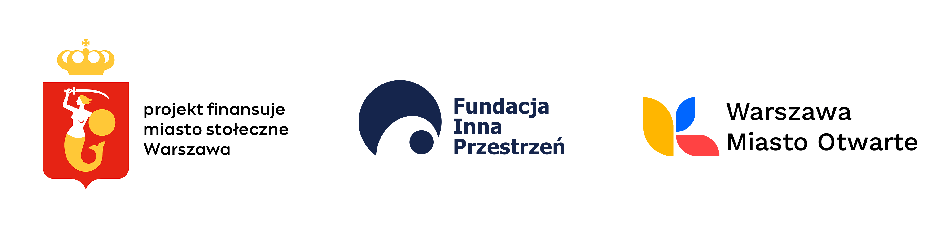 Logo: Projekt finansuje miasto stołeczne Warszawa, Fundacja Inna Przestrzeń, Warszawa miasto otwarte